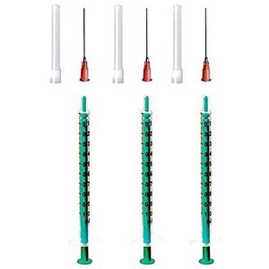 Set: 1, 2, 3 of 4 stuks spuiten 1 ml laboratoriumspuiten, vloeistofspuit, hobbyspuit met stompe naald/naald voor E-liquid aroma, hobby en doe-het-zelver (set 3 x 1 ml)