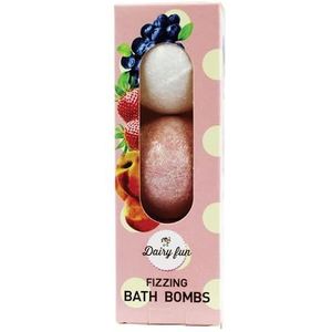 Dairy Fun badbommen, sprankelend, aardbeien, perzik, 1 verpakking (3 x 100 g)