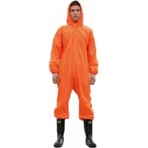 Guiran Waterdichte overalls met capuchon voor heren, overalls, werkkleding, regenjas, veiligheidspakken, oranje, XXL