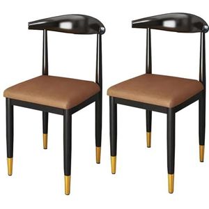 Eetkamerstoelen Set van 2, Eetkamerstoelen PU Leer Metalen Comfortabele Zitting voor Keuken, Appartement, Woonkamer, Eenvoudige Montage 04,UP Latex