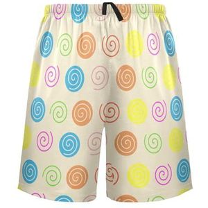 LI ZHI XIN Herenpyjamabroek, korte pyjamabroek, zomer casual shorts, elastische tailleband met trekkoord, rechte losse pasvorm met 2 zakken, S-XXL kleurrijk wervelpatroon, Meerkleurig, S