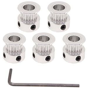 WINSINN Aluminium 2GT GT2 Synchroon Wiel 16 20 Tanden Tand Bore 5mm 6.35mm 8mm 16T 20T Timing Pulley Voor 3D Printer Breedte 6mm 10mm Timing Belt - RepRap Bowden Prusa I3 Mendel Makerbot Kossel Delta, 20 Teeth 8mm Bore, For 6mm Belt, 5