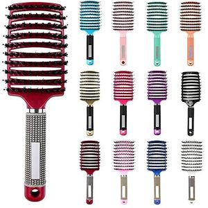 My Sensory Space Ontwarrende Haarborstel, Magische Borstel Ontklitter, Detangler Bristle Nylon Haarborstel, Gebogen en Geventileerde Ontwarrende Haarborstel (Kleur: Rood)