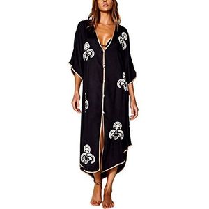 YouKD zomer katoen geborduurd bloemen los vest Boho strand bikini cover-up jurk plus size badjas voor vrouwen