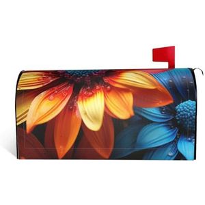 GTKSYNVE Kleurrijke Zonnebloem Brievenbus Covers Magnetische Standaard Maat 21x18 inch Decoratieve Brievenbus Wraps Waterdichte Post Brief Box Cover Gepersonaliseerde Brievenbus Covers voor Tuin