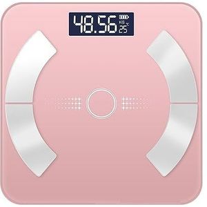 Badkamerweegschalen Bluetooth-weegschaal BMI-vetweegschalen LED Digitale Slimme Weegschaal Balance Body Composition Analyzer Gemakkelijk Te Gebruiken(Pink)