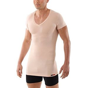 ALBERT KREUZ Heren onderhemd onzichtbaar korte mouvens V-hals slim fit zacht, licht micromodaal beige (05/M)