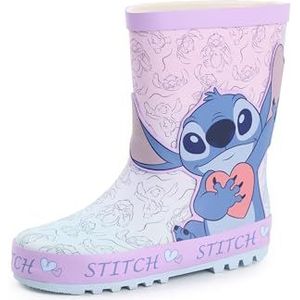Disney Lilo & Stitch rubberlaarzen voor meisjes | Kids Wellys met Stitch karakter all over print in paars, Paars, 10.5 Little Kid