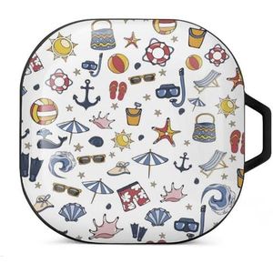 Zomer strand vakantie vakantie symbolen oordopjes hoesje compatibel met Samsung hard shell beschermhoes zwart-stijl