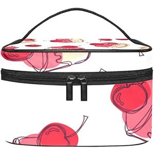 Vissen Blauwe Make-up Tas voor Vrouwen Meisjes Cosmetische Zakken Met Handvat Reizen Make-up Organizer Bag, Cake Cherry, 8.9x5.9x5.4 Inches, Make-up Pouch
