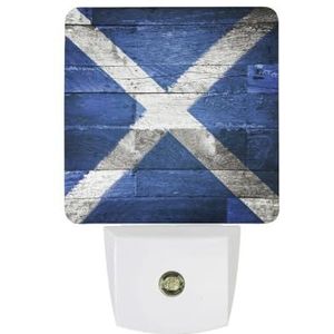 Schotland Vlag Oude Hout Warm Wit Nachtlampje Plug In Muur Schemering naar Dawn Sensor Lichten Binnenshuis Trappen Hal