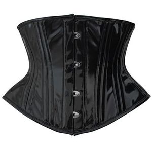 Hi-GERMANWEARS Hourglass Figure Delight: Vrouwen Heavy Duty Double Steel Boned PVC Onderborst Korset voor Taille Training & Shaping, zwart, 4XL