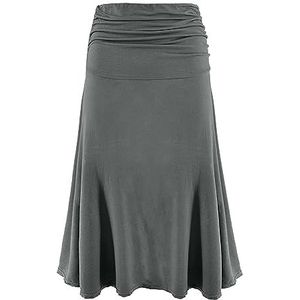 Laphilo Damesrok, effen, casual, elastisch, in de taille, uitlopende midirok, knielang, comfortabel en licht, artikelnummer 9521, Grijs, L