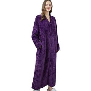 Dames badjas Coral Fleece Sauna gewaad gemaakt van polyester, zacht en donzig, badjas lange kuiten, ritssluiting