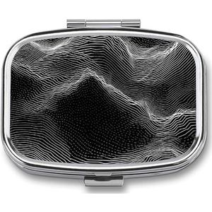 Kleine pillendoos met 2 compartimenten wit lijnpatroon medicijnpillendoosje gepersonaliseerde pillendoos voor portemonnee reizen pillenorganisator draagbare dagelijkse pillendoos voor