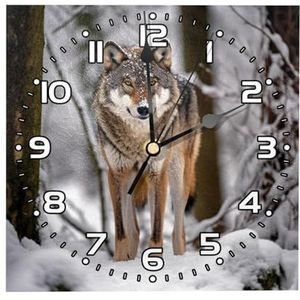 YTYVAGT Wandklok werkt op batterijen, gemakkelijk te lezen, Wild Animal Wolf Snow,Vierkante stille klok 7.8