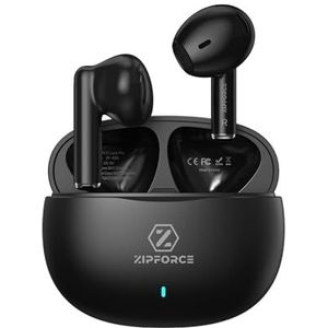 ZIPFORCE True draadloze hoofdtelefoon, Bluetooth 5.3 hoofdtelefoon, 4 microfoons, ENC, heldere oproepen, Touch Control 40 afspeeltijden, TWS waterdicht IPX5, lichte hoofdtelefoon