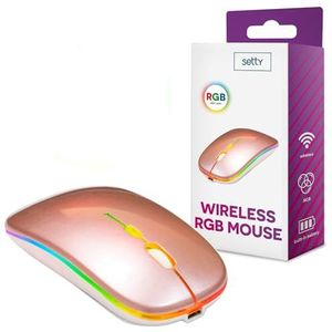 Optische Draadloze Mini Oplaadbare RGB Muis -Rose Goud
