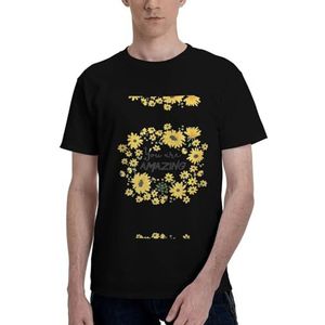 CKGODGF Wild Daisy bloemenprint heren katoenen T-shirt, casual en comfortabel korte mouw, geschikt voor fitness en dagelijks gebruik, Zwart, S