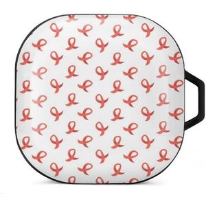 World Aids Day Awareness Rood Lint Oordopjes Hoesje Compatibel met Samsung Hard Shell Beschermhoes Zwart-Stijl