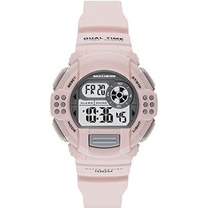 Skechers Horloge voor dames, Digitaal uurwerk met siliconen, polyurethaan, lederen of roestvrij stalen band,Lichtroze en grijs,42MM