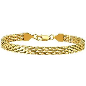 SANDNE Armband ketting voor dames heren mesh band vergulde roestvrij stalen armband stapelbare sieraden, Eén maat, 21 cm, gouden kleur, Agaat