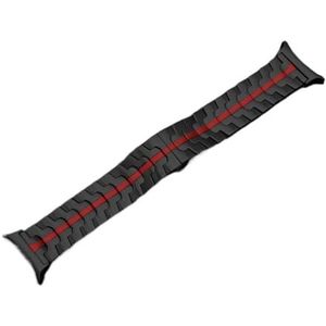 Roestvrijstalen band geschikt for Samsung Galaxy Watch 7 Ultra 47mm Geen openingen Gebogen uiteinde Metalen band geschikt for GALAXY 7 47 47MM Band Correa(Black red)