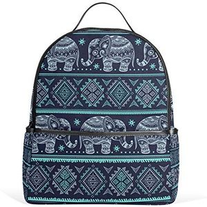 BIGJOKE Rugzak Vintage Indische Etnische Olifant Grote Capaciteit Casual Gedrukt School Schoudertas Dagtas voor Reizen Vrouwen Volwassenen Jongens Meisjes Mannen