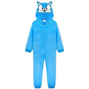 Sonic The Hedgehog Rompertjes voor jongens, fleece onesie, geschenken voor gamers (Blau, 5-6 Jaar)