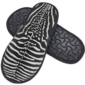408 Huispantoffels, zebraprint strepen huid dames pantoffels gezellige katoenen pantoffels ademende huisschoenen voor mannen huis slaapkamer, Harige pantoffels 2550, 7/10.5 UK