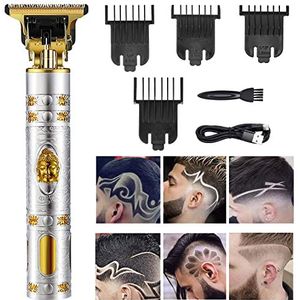Professionele Tondeuse voor Mannen Vrouwen Draadloze Oplaadbare Tondeuse Metalen Body Cutting Grooming Kit Baard Scheerapparaat Kapperszaak (Platinum Boeddha)