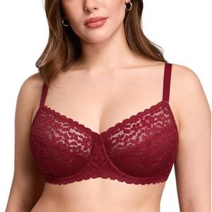 DOBREVA Dames Minimizer Kanten Beha Grote Maten met Beugel zonder Pads Chinees rood 75B