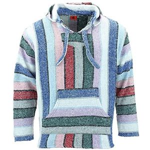 LOUDelephant, Gerecycleerde Mexicaanse Baja Jerga-hoodie met capuchon, goed passende maat M-4XL, Pastel, XXL