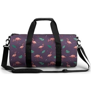 Flamingo's en tropische bladeren draagbare sporttas voor dames en heren reizen plunjezak voor sport print gymbag grappige yoga tas