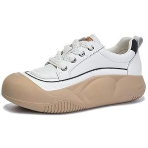 kumosaga Modieuze platform-mode-sneakers for dames, comfortabele casual wandelschoenen met retro ronde neus, instappers for dames (Color : White, Size : EU36)