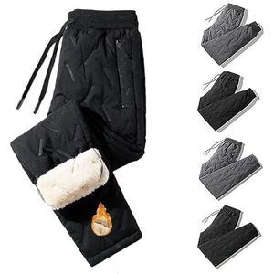 Joggingbroek Voor Heren Baggy Van Jacquard-fleece In Maten Met Verstelbaar Trekkoord, Casual, Dikke, Conische Manchetten Winter Thermische Broek Plus Size Verdikte Fleece(Black B,XL)