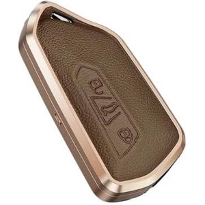 Autosleutel beschermhoes Metalen Lederen Autosleutel Case Cover Shell Voor Golf 8 MK8 ID-4 ID-6 Voor Octavia A8 Voor Leon FR MK4 Voor Sleutel Shell(Brown)