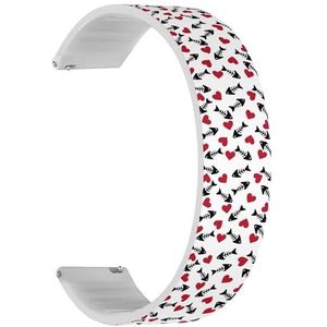 Solo Loop band compatibel met Garmin Vivomove 5/3/HR/Luxe/Sport/Style/Trend, D2 Air/Air X10 (Fish Skeleton Red Heart Simple) Quick-Release 20 mm rekbare siliconen band, accessoire, Siliconen, Geen
