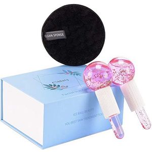 CIBLUTY Facial Ice beauty ball- 2PC Globes Pink Facial Roller voor koude of hete huid Massagers Globe Duurzaam Quartz Glas fo.