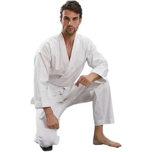 UBOHUZ Judo Kostuums, karate-uniform voor volwassenen, studenten, karate-gi, vechtsportuniform met riem, judo, wit, voor mannen, vrouwen