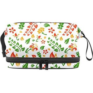 Grote capaciteit reizen cosmetische tas,Bloem (16), make-up tas,Waterdichte make-up tas organisator, Meerkleurig, 27x15x14 cm/10.6x5.9x5.5 in