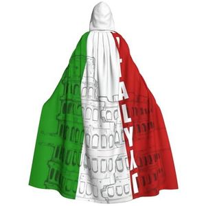 WURTON Romeins Colosseum Italiaanse Vlag Print Hooded Mantel Unisex Volwassen Mantel Halloween Kerst Hooded Cape Voor Vrouwen Mannen