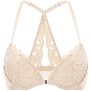DOBREVA Dames Voorsluiting Top Push Up Beha - Met Beugel En Inzetstukken Beige 90C