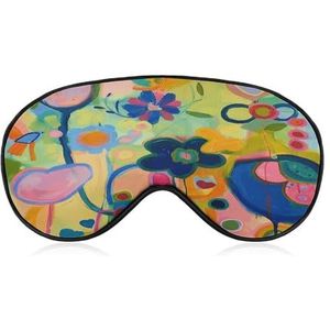 Slaapmasker, oogmasker voor dames en heren, oogmaskers voor slaap, helder lichtgeel bedrukt, voor reizen en slapen, lichtgewicht, verstelbare schouderbanden