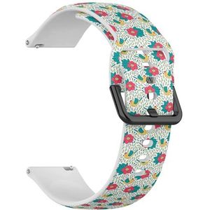 Compatibel met Fossil Women's Gen 5E 42mm / Gen 6 42 mm, Fossil Venture Gen 4 HR/Gen 3 Vrouwen Mannen, 18 mm (Vogelplant) 18 mm Zachte Siliconen Sportband Armband Strap, Siliconen, Geen edelsteen