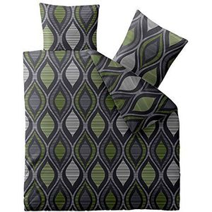 aqua-textiel Concept beddengoed 200 x 200 cm 3-delig microvezel dekbedovertrek Kacey Retro Groen Grijs