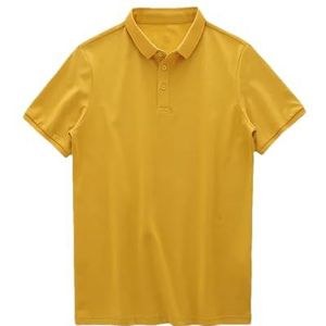 Heren Zomer Effen Kleur Polos Shirts Mannen Golf Korte Mouwen T-shirts Herenkleding Koreaanse Blouse, Geel, XL
