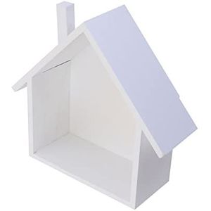Kleine huisvormige wandplank Houten wandgemonteerde opbergplank Organizer Display Box for slaapkamer, woonkamer, keuken, kantoor (Color : White, Size : Medium)
