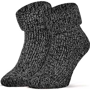 Piarini ABS stopsokken - 1 paar - wollen sokken - wintersokken - Noorse sokken met badstof binnenvoering - dames heren, Antraciet-gemêleerd, 39-42 EU
