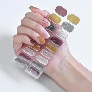 INTEROOKIE Semi-uitgeharde gelnagelsticker tussentijdse en duurzame UV-nagelstickersticker Verwijderbare en draagbare nagelsticker (JK301)